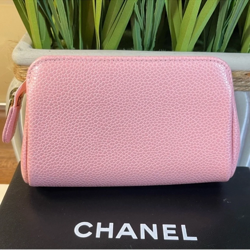 Chanel Caviar Leather Mini Pink Pouch